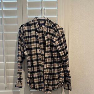 Simply Styled Men's Casual Plaid Button Down Shirt - Black and Cream